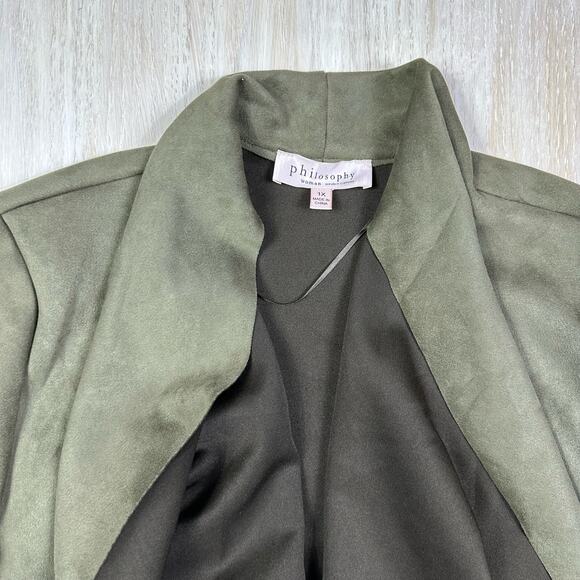 Philosophy Faux Suede Microfiber Cascade Lapel Waterfall Open Front Jacket 1X - Picture 16 of 16